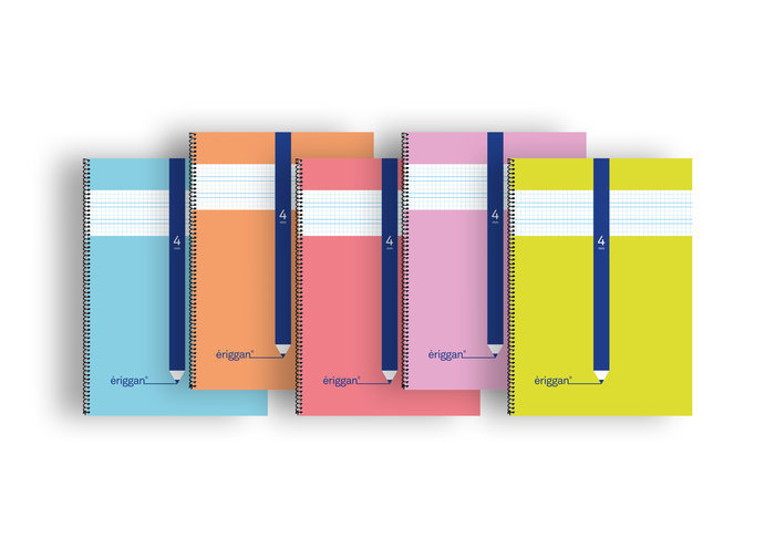 BLOC FOLIO ERIGGAN CUADRO 4MM 80H TAPA CARTON SURTIDOS