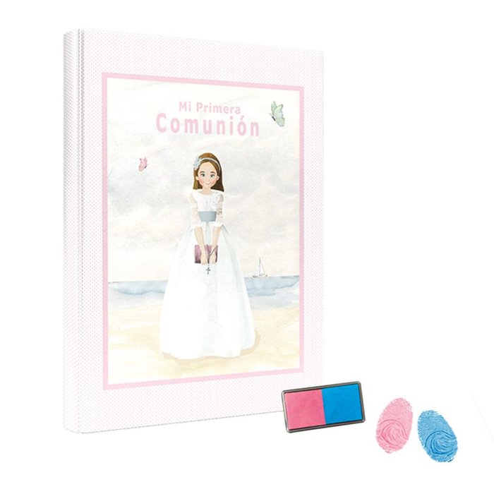 LIBRO COMUNION HUELLAS NIÑA PLAYA CON 20 HO