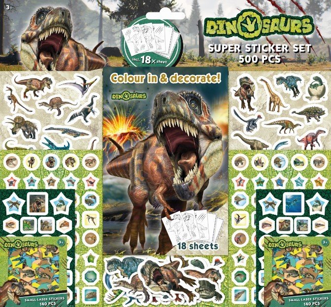 DINOSAURIOS SUPER SET DE 500 PEGATINAS