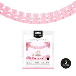 [8435557705429] GUIRNALDA PAPEL OSITO TEDDY ROSA PASTEL 3M
