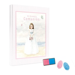 [9788412749748] LIBRO COMUNION HUELLAS NIÑA PLAYA CON 20 HO
