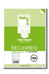 [8412855210503] RECAMBIO A4 100H 100GR CUADRO 4MM 4 TALADRO